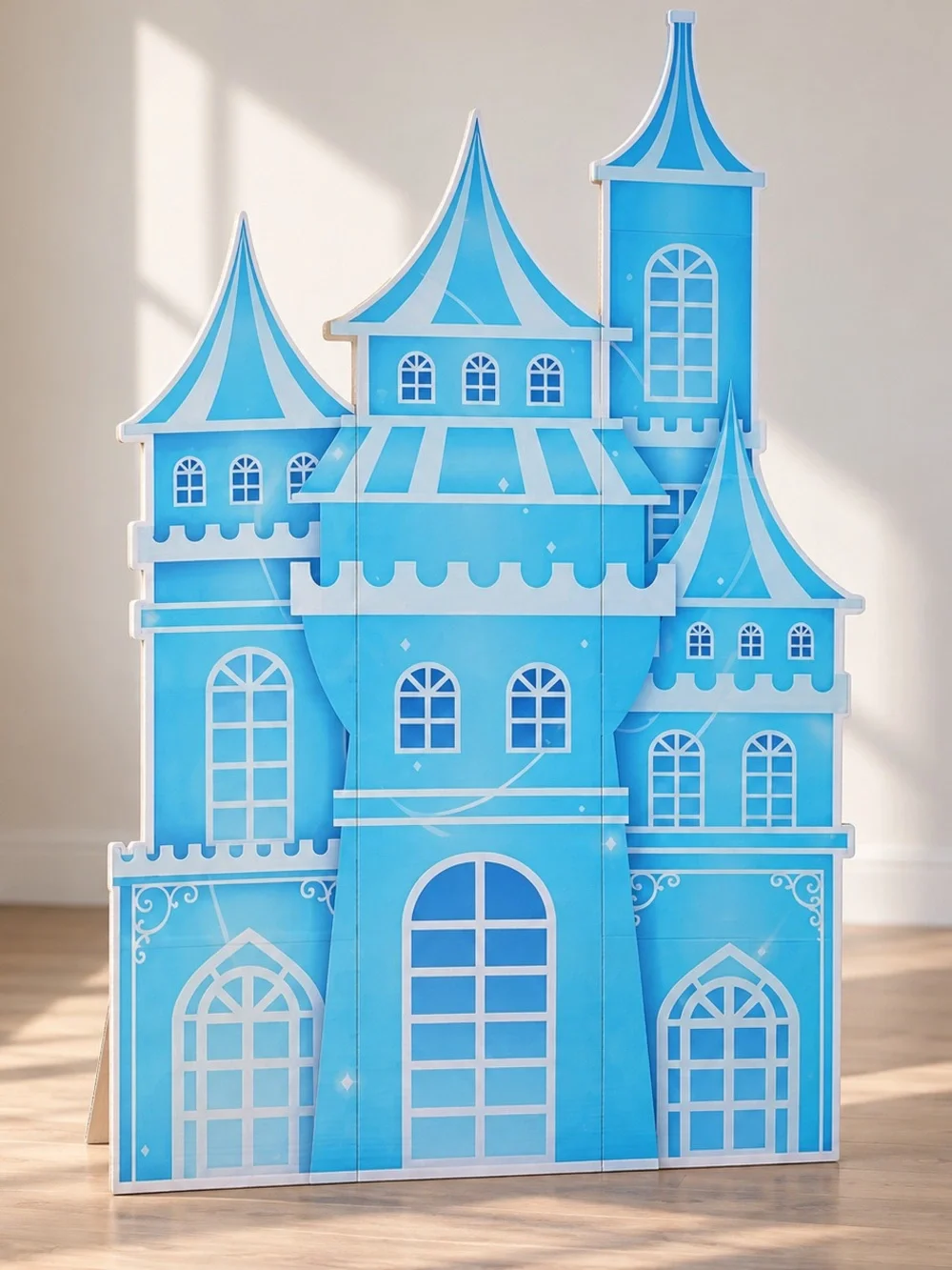 EARTHSON 5.2 Ft Blue Ice Princess Cardboard Castle Party Backdrop New